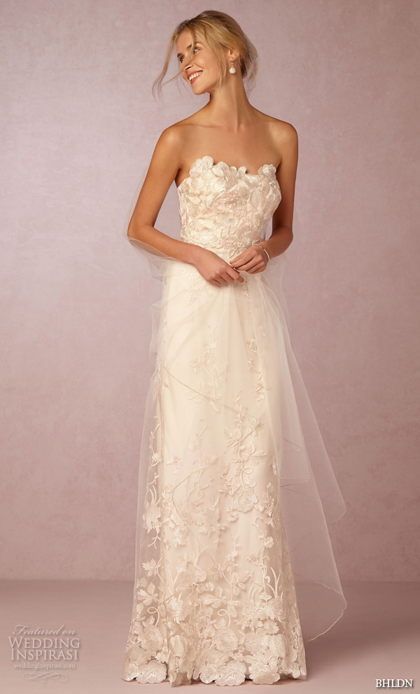 bhldn fall 2016 bridal dresses pretty strapless sheath wedding dress floral applique throughout style mirella bhldn fall 2016 bridal dresses pretty strapless sheath wedding dress floral applique throughout style mirella