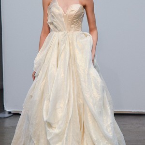 carol hannah new york bridal fashion week 2015 champagne gold color a  line ball gown wedding dress strapless