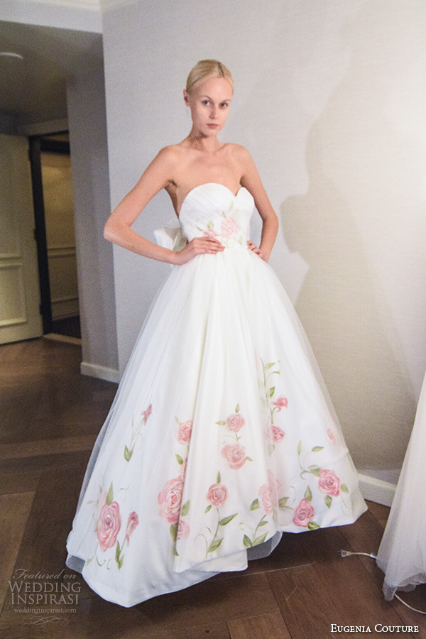 eugenia couture new york bridal fashion week 2015 strapless sweetheart flora hand painted beautiful ball gown a  line wedding dress