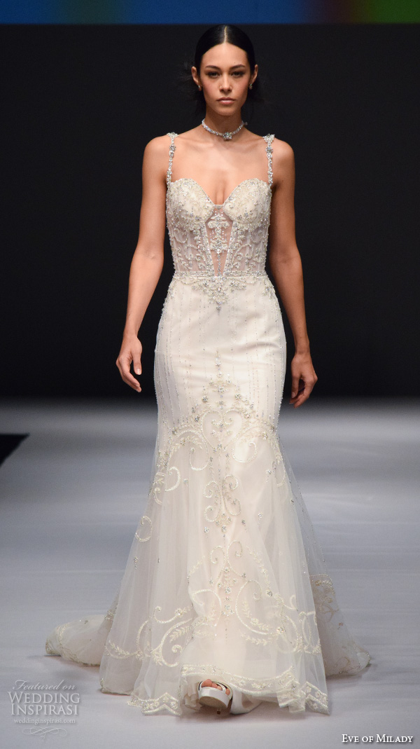 eve of milady new york bridal week fall 2016 gorgeous mermaid wedding dress beaded crystals applique