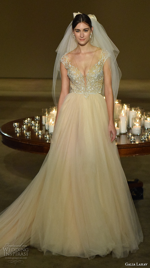 galia lahav fall 2016 bridal fashion week beautiful a line wedding dress v plunging neckline beaded bodice tulle skirt galia lahav fall 2016 bridal fashion week beautiful a line wedding dress v plunging neckline beaded bodice tulle skirt