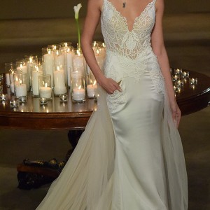 galia lahav fall 2016 bridal fashion week beautiful mermaid wedding dress v neck pocket lace bodice