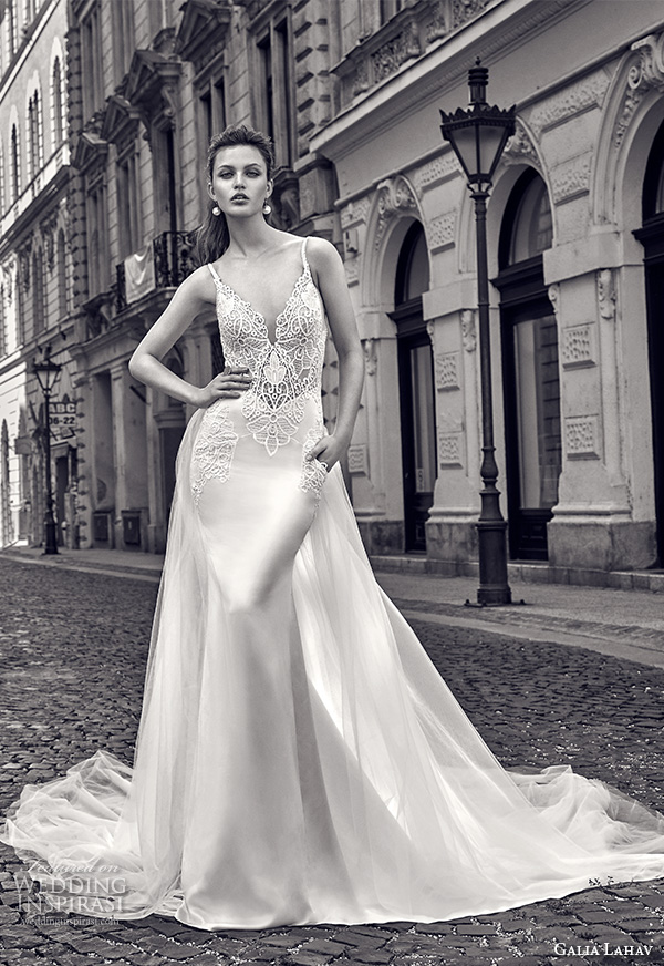 galia lahav gala fall 2016 bridal gowns beautiful sheath wedding dress pockets sleeveless v neckline lace embroidery satin chapel train style 610