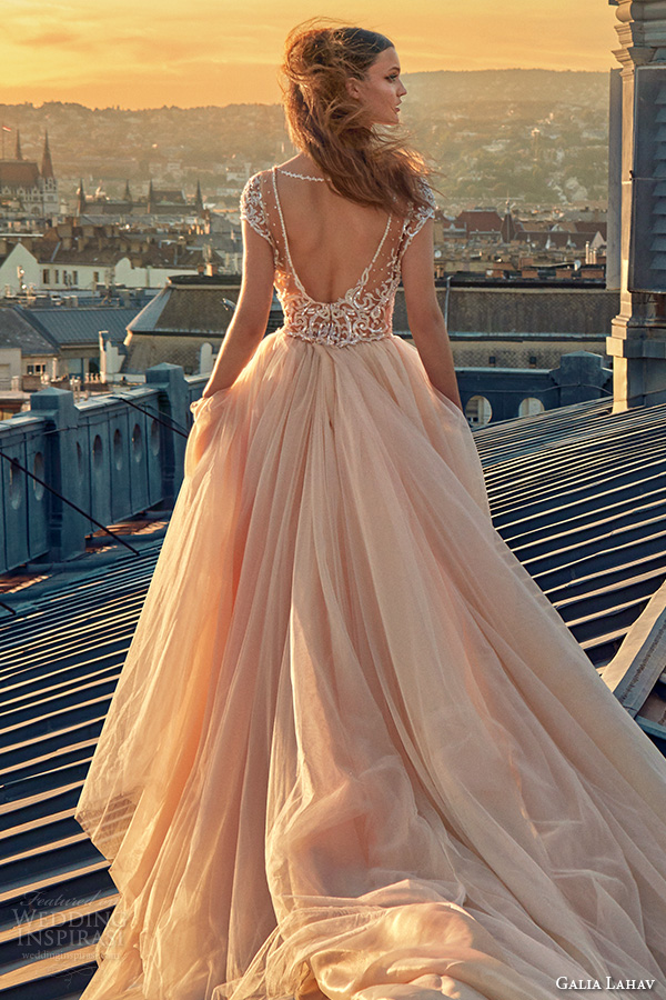 galia lahav gala fall 2016 bridal gowns gorgeous cap sleeves blush color ball gown wedding dress open low cut back long chapel train tulle skirt style 607 galia lahav gala fall 2016 bridal gowns gorgeous cap sleeves blush color ball gown wedding dress open low cut back long chapel train tulle skirt style 607