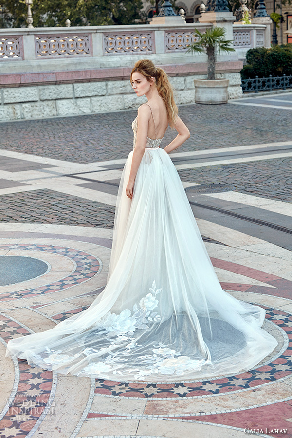 galia lahav gala fall 2016 bridal gowns short mini wedding dress with full length illusion see through overskirt spagetti strap slim fit embellished bodice style 611  