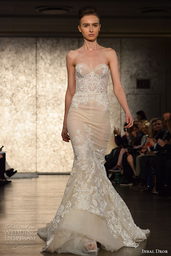 inbal drori fall 2016 wedding dresses bridal week runway fashion strapless sweetheart neckline lace embroidery beautiful mermaid dress