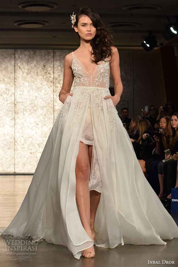inbal drori fall 2016 wedding dresses bridal week runway fashion v neck tulle split center sexy beautiful flowy a line dress inbal drori fall 2016 wedding dresses bridal week runway fashion v neck tulle split center sexy beautiful flowy a line dress