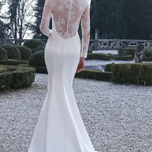 jillian 2016 bridal gowns beautiful sheath mermaid wedding dress bateau illusion neckline long sleeves style caterine back
