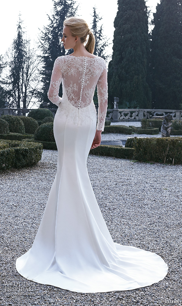 jillian 2016 bridal gowns beautiful sheath mermaid wedding dress bateau illusion neckline long sleeves style caterine back