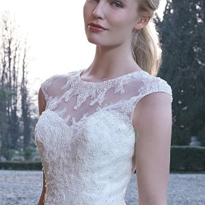 jillian 2016 bridal gowns cap sleeves illusion neckline tiered layered a  line wedding dress chapel train style camelia