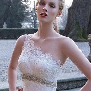 jillian 2016 bridal gowns one shoulder mermaid wedding dress lace embroidered bodice jeweled belt style carla