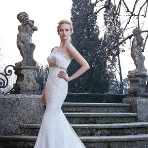 jillian 2016 bridal gowns one shoulder mermaid wedding dress lace embroidered bodice jeweled belt style carla