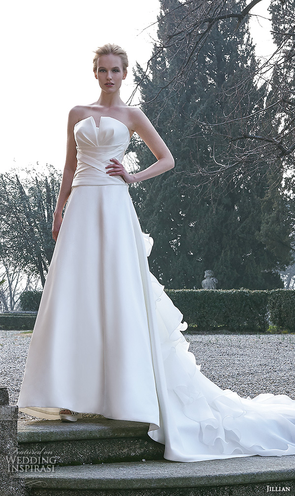 jillian 2016 bridal gowns peplum neckline a  line wedding dress simple chic design style candida