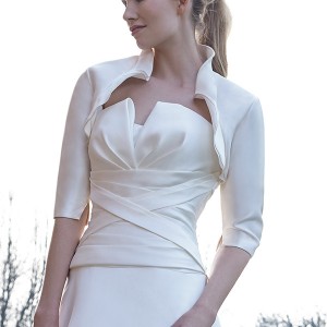 jillian 2016 bridal gowns peplum neckline a  line wedding dress simple chic design with half sleeves bolero jacket style candida