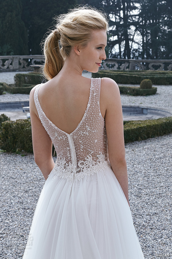 jillian 2016 bridal gowns pretty sleeveless a  line wedding dress jewel illusion neckline tulle skirt style candy back