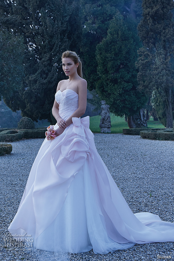 jillian 2016 bridal gowns strapless ball gown wedding dress sweetheart neckline pink color style carlotta