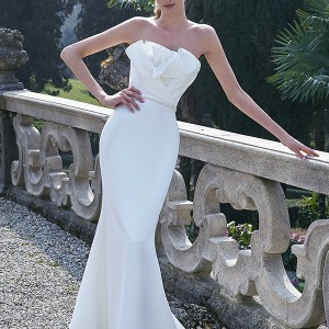 jillian 2016 bridal gowns strapless peplum neckline chic simple mermaid wedding dress style chloe