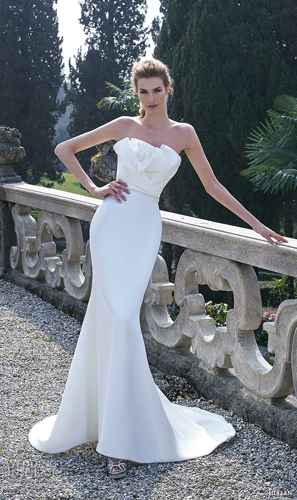 jillian 2016 bridal gowns strapless peplum neckline chic simple mermaid wedding dress style chloe