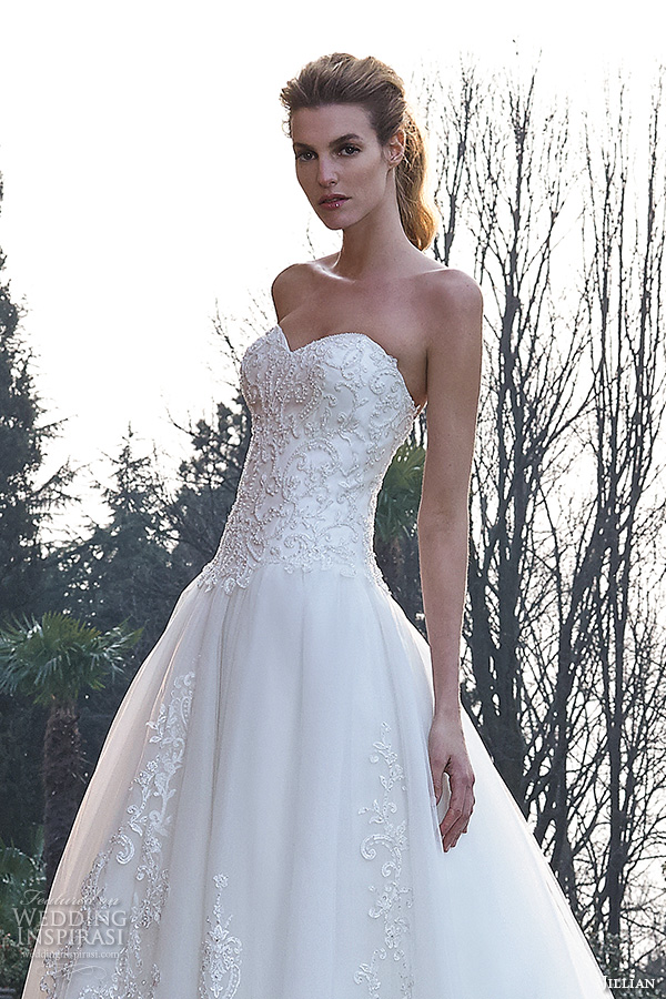 jillian 2016 bridal gowns strapless sweetheart neckline dropwaist a  line ball gown wedding dress chapel train style cindy 