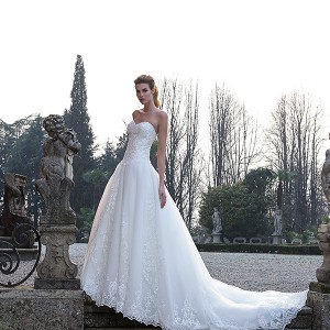 jillian 2016 bridal gowns strapless sweetheart neckline dropwaist a  line ball gown wedding dress chapel train style cindy