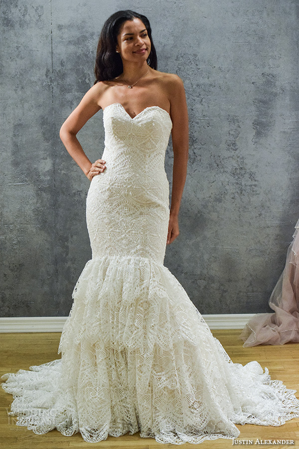 justin alexander new york bridal fashion week 2015 strapless sweetheart neckline lace beautiful mermaid wedding dress