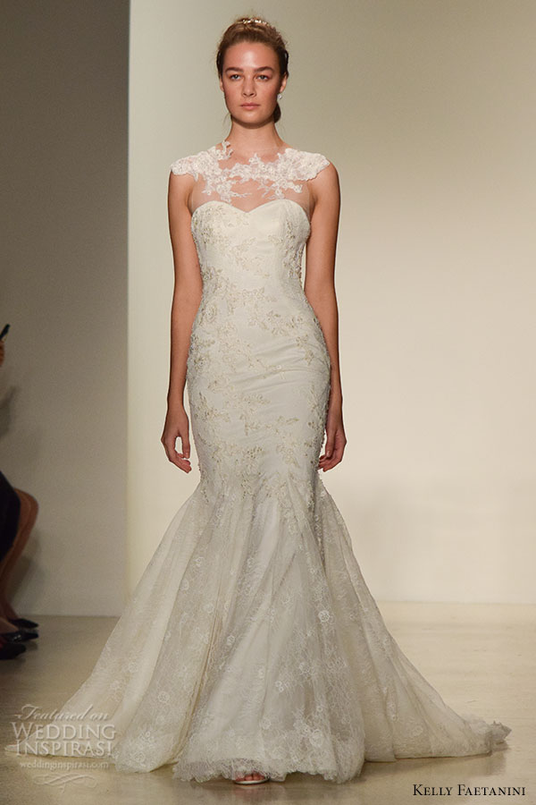 kelly faetanini fall 2016 wedding dress bridal week runway fashion beautiful mermaid gown trumpet fit to flare