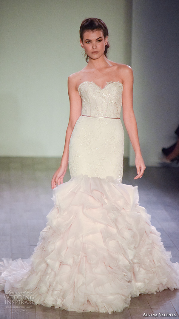 lazaro fall 2016 bridal fashion week beautiful mermaid wedding dress strapless sweetheart neckline ruffled bottom lazaro fall 2016 bridal fashion week beautiful mermaid wedding dress strapless sweetheart neckline ruffled bottom
