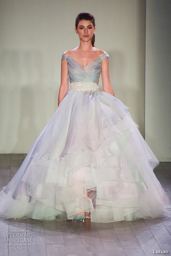 lazaro fall 2016 bridal fashion week beautiful pretty a line ball gown wedding dress ombre wisteria color lazaro fall 2016 bridal fashion week beautiful pretty a line ball gown wedding dress ombre wisteria color