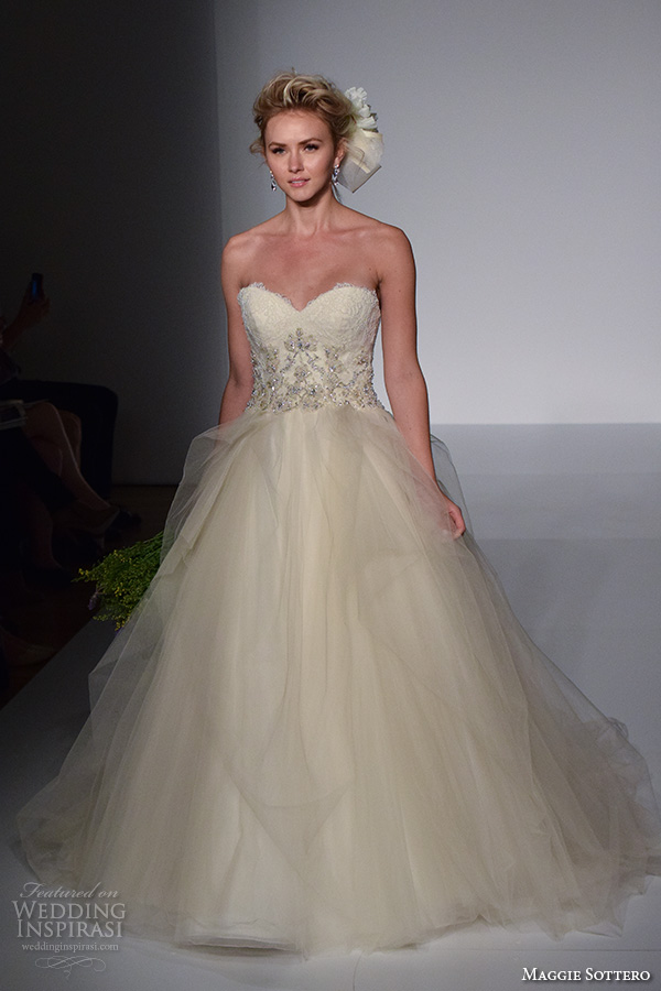 maggie sottero new york bridal week fall 2016 beautiful pretty a  line ball gown wedding dress strapless sweetheart neckline