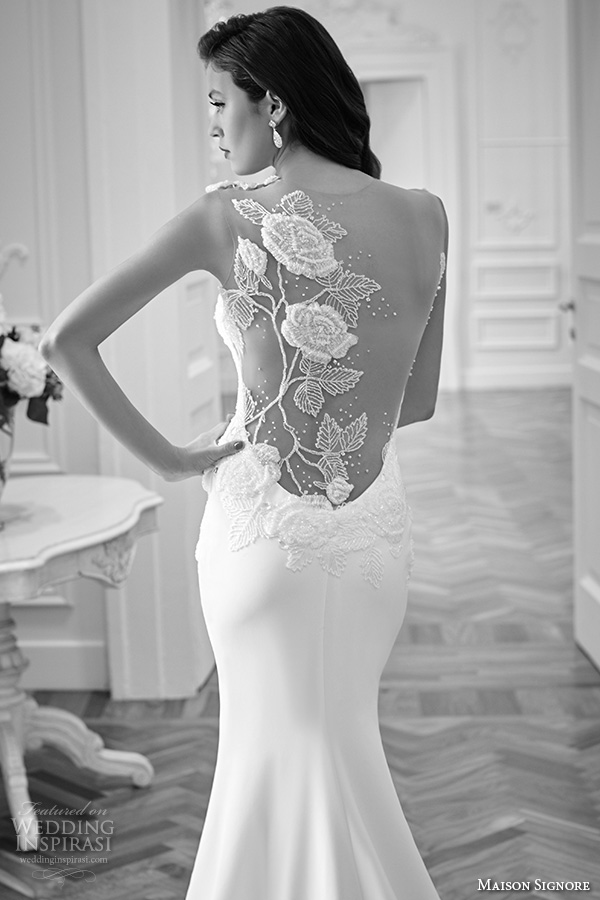 maison signore 2016 bridal gowns gorgeous mermaid wedding dress floral embroidered at open back  