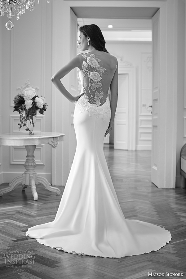 maison signore 2016 bridal gowns gorgeous mermaid wedding dress floral embroidered at open back