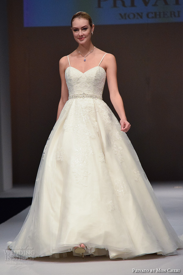 privato by mon cheri new york bridal fashion week 2015 beautiful ball gown wedding dress spagetti strap sweetheart neckline