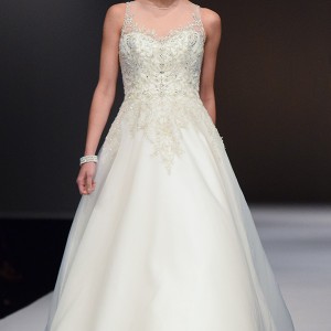 privato by mon cheri new york bridal fashion week 2015 illlusion neckline beaded bodice beautiful a  line wedding dress