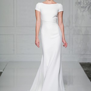 pronovias 2016 bridal gowns bateau neckline chic sheath wedding dress cap sleeves style valeria