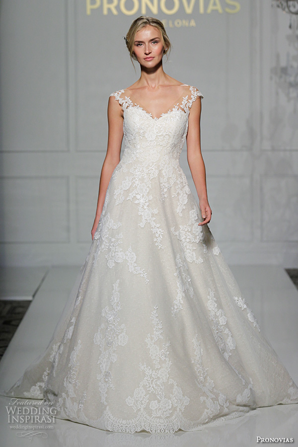 pronovias 2016 bridal gowns beautiful a  line wedding dress flora lace strap lace embroidered gown style primadona