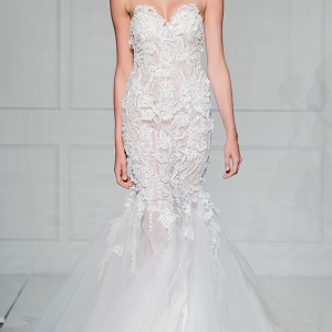 pronovias 2016 bridal gowns beautiful mermaid wedding dress strapless sweetheart neckline lace beaded embroidery style veranda