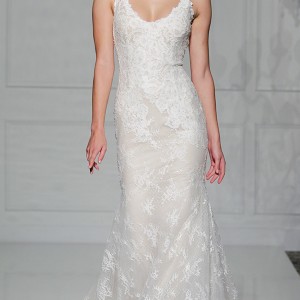 pronovias 2016 bridal gowns beautiful sheath wedding dress scoop neckline lace embroidered throughout style vivi