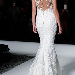 pronovias 2016 bridal gowns beautiful sheer neckline sweetheart lace embroidered sheath wedding dress style prunelle