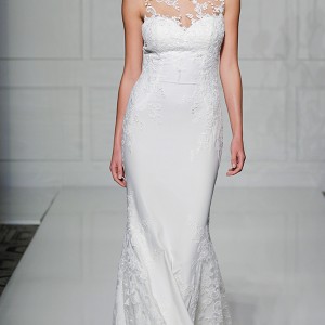 pronovias 2016 bridal gowns beautiful sheer neckline sweetheart lace embroidered sheath wedding dress style prunelle