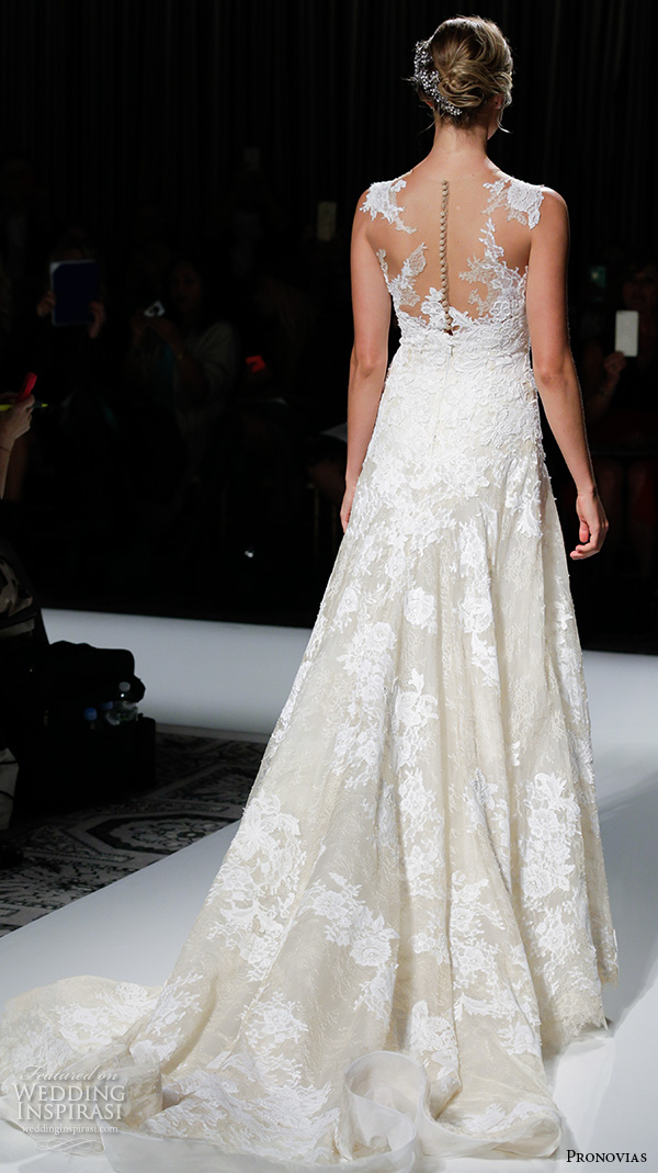 pronovias 2016 bridal gowns beautiful sleeveless lace embroidered modified a  line wedding dress style vienal 