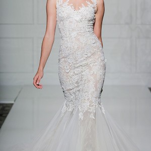 pronovias 2016 bridal gowns beautiful trumpet wedding dress sleeveless v neckline floral embroidery bodice to ankle style verdana