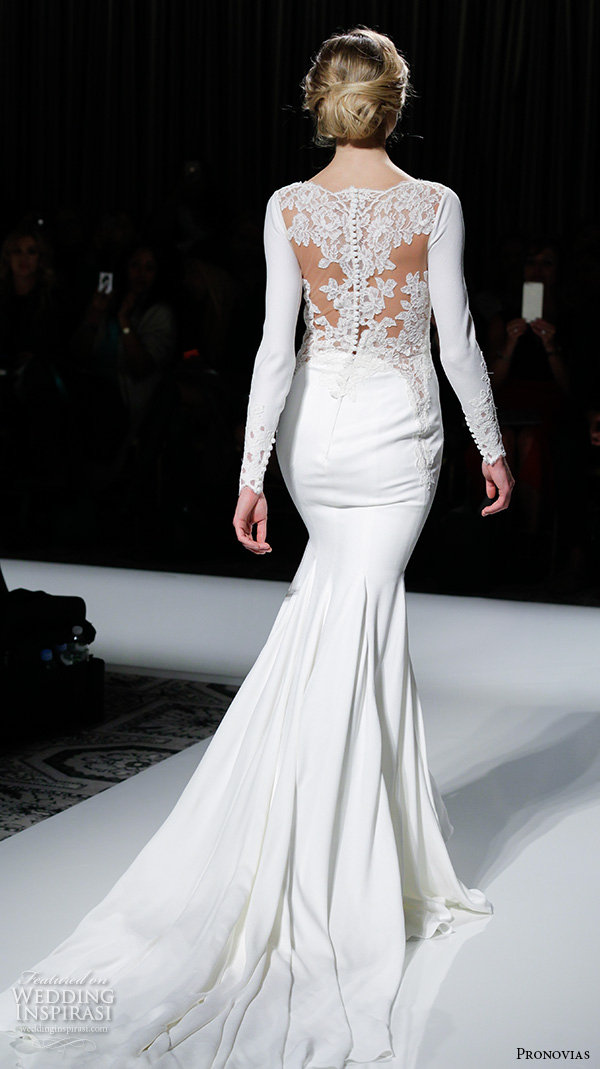 pronovias 2016 bridal gowns boat neckline simple chic sheath wedding dress long sleeves style vania 