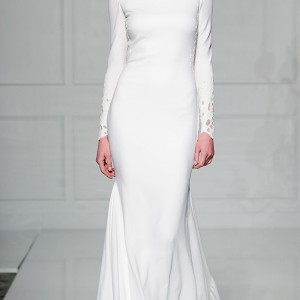 pronovias 2016 bridal gowns boat neckline simple chic sheath wedding dress long sleeves style vania