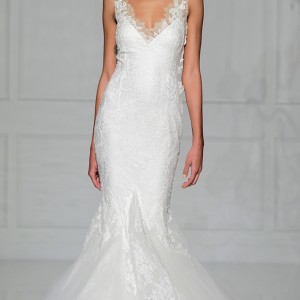 pronovias 2016 bridal gowns elegant mermaid wedding dress thick lace straps v neckline style vegas