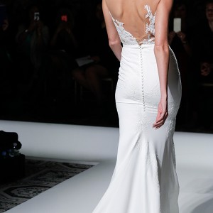 pronovias 2016 bridal gowns lace embroidery sheath wedding dress sexy lace embroidered deep v neckline style vicenta