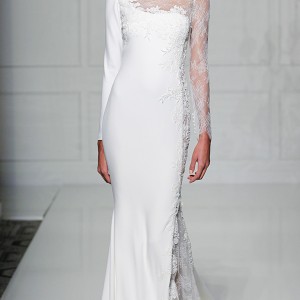 pronovias 2016 bridal gowns long sleeves bateu neckline elegant sheath wedding dress style veda