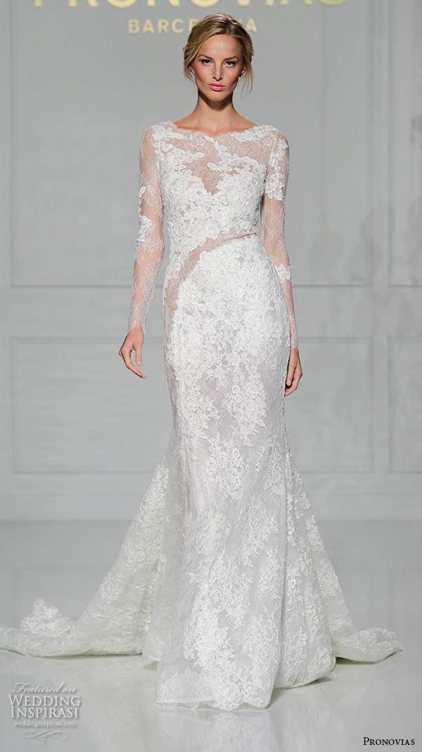 pronovias 2016 bridal gowns sexy long sleeves lace embroidery full mermaid wedding dress style varel