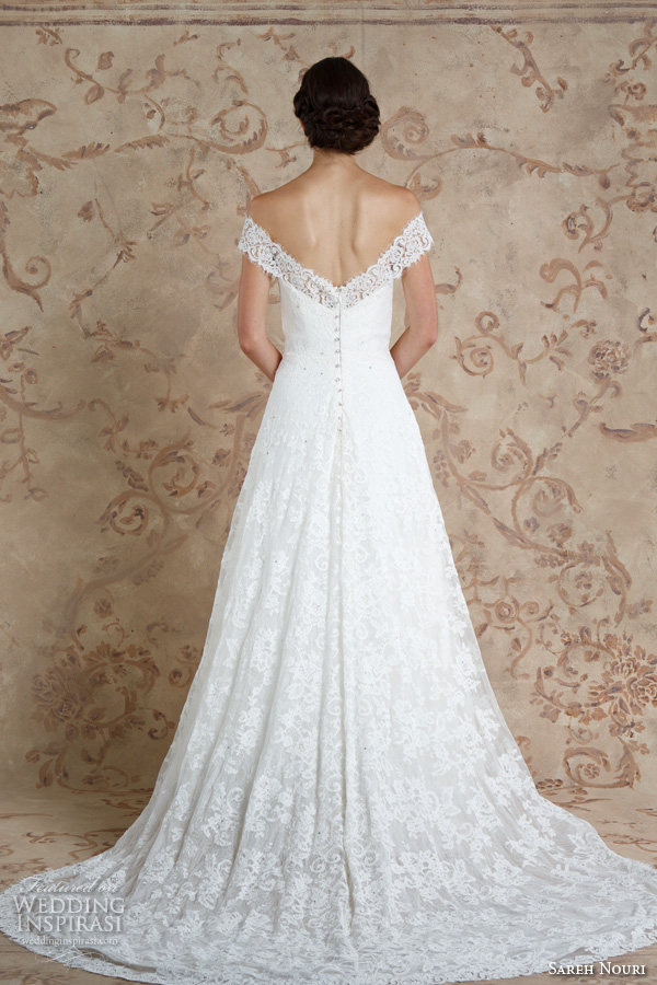 sareh nouri fall 2016 bridal off the should beautiful a  line wedding dress style aryanna back view