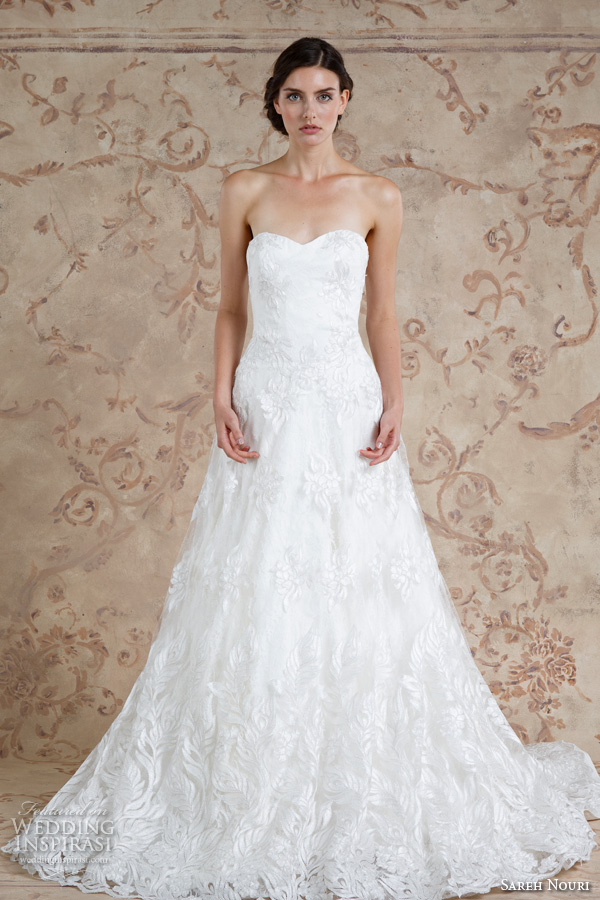 sareh nouri fall 2016 bridal pretty a line ball gown wedding dress strapless sweetheart neckline lace embroidery style armilla sareh nouri fall 2016 bridal pretty a line ball gown wedding dress strapless sweetheart neckline lace embroidery style armilla