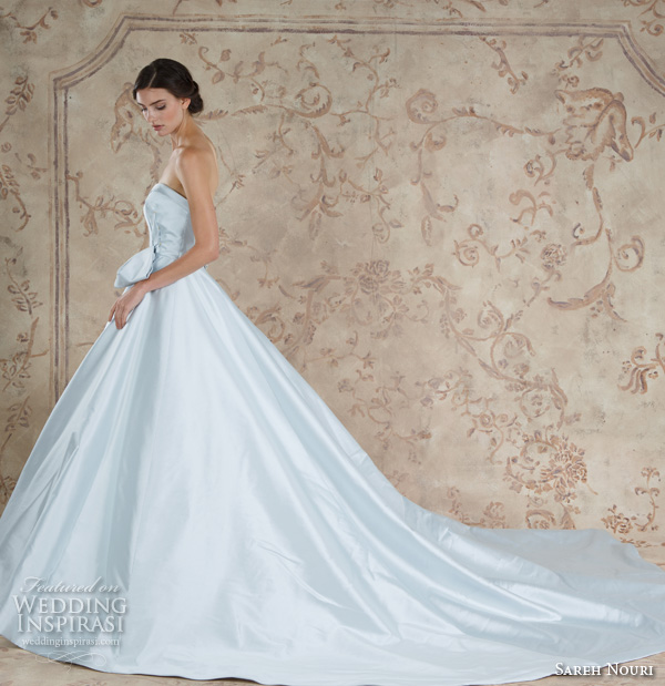 sareh nouri fall 2016 bridal pretty strapless sweetheart neckline pastel blue ball gown wedding dress style yasmine side